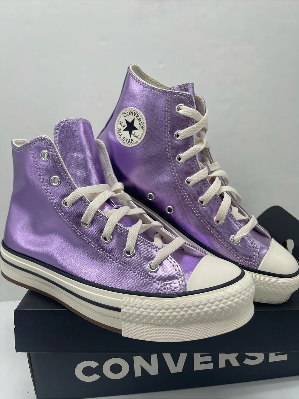 Converse CTAS EVA LIFT HI PURPLE/EGRET/BLACK A13449C Platform Sneakers